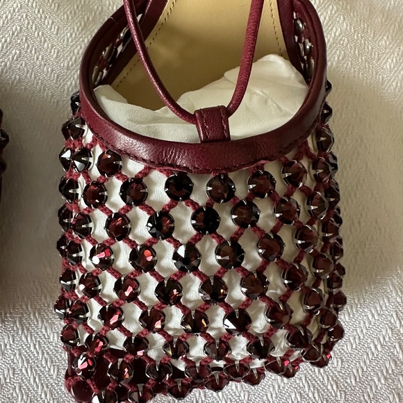 Bottega Veneta Sparkle Stretch Embellished Sandals, Bordeaux, Size 37 - Picture 10 of 16